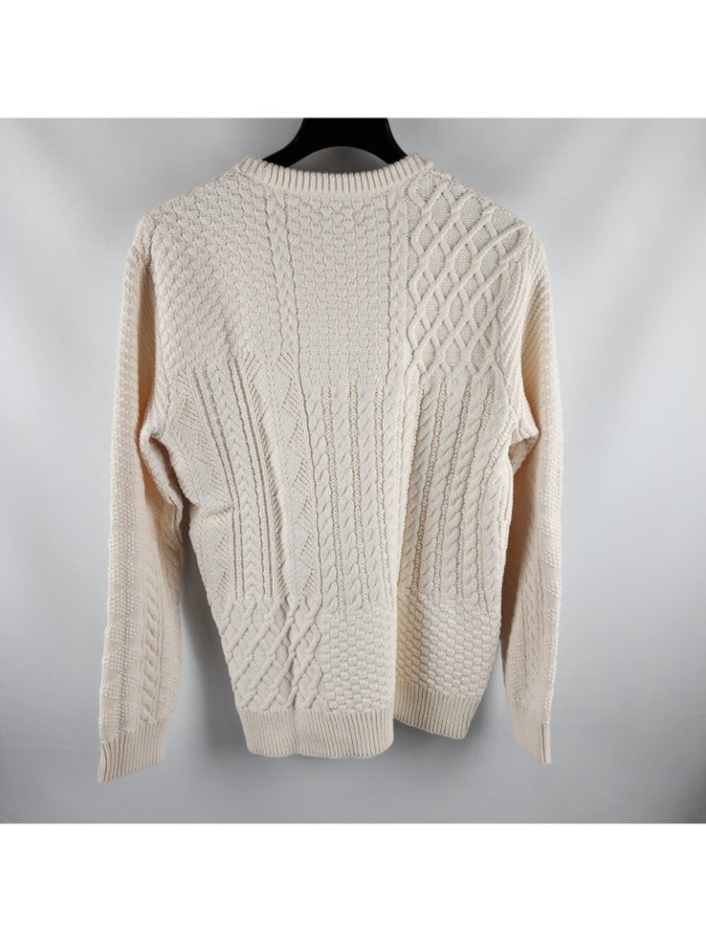 J Crew Sweater Mens Large Cream Cable Knit Pullover - Picture 2 of 9